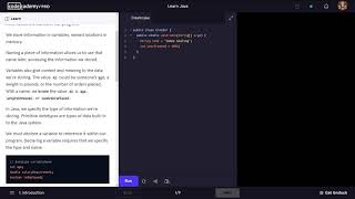 Learn Java - 2.0 Variables | Codecademy Walkthrough