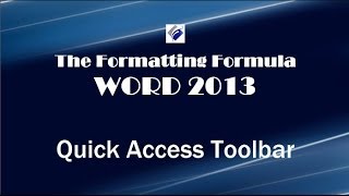 Word 2013 Quick Access Toolbar