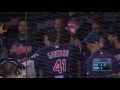 santana breaks tie with a homer in the 19th