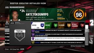 NBA 2K20 Giannis Antetokounmpo all badges + detailed ratings | MVP | THE GREEK FREAK