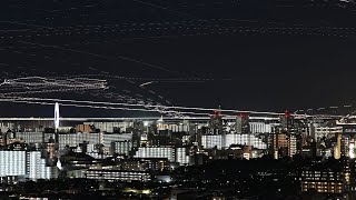 江戸川区から撮影した羽田空港方面のタイムラプス！飛行機が休みなく離着陸している様子がわかります！