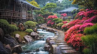 Listen To The Rain in Japanese Garden 🌺 Feel Completely Relax, Relief Stress, Fatigue \u0026 Sleep Better