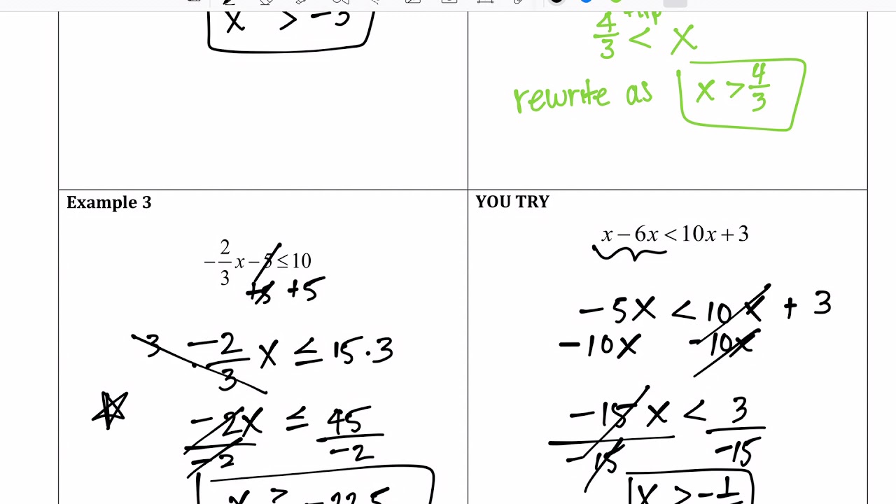 Alg Unit 1 Lesson 4 Solving Multi-Step Linear Inequalities - YouTube