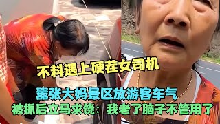 囂張大媽景區放游客車氣，被抓后立馬求饒，不料遇上硬茬子女司機 #案件調查 #懸案密碼 #懸案破解 #懸案調查 #大案