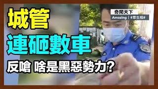 城管砸小販車，砸了一輛又一輛。還對圍觀群眾說「我樂意」。民眾指其是暴力執法，是黑惡勢力，男子反問「啥是黑惡勢力？」｜奇聞天下【眾生相】｜