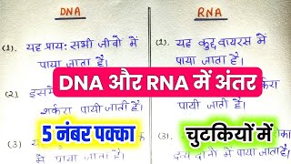 DNA और RNA में अंतर‌ | विज्ञान के महत्वपूर्ण question answer ||  Science Board exam 2025 ||