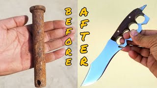 Bowie Trench Knife.Turning a Rusty Bolt into a beautiful Bowie Trench Knife.