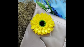 Желтая брошь цветок. Large Yellow gerbera flower Pin Brooch 💚💚💚