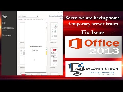 Офис Mircorsoft, 2013 г.: Извините, у нас возникли временные проблемы с сервером. Исправление