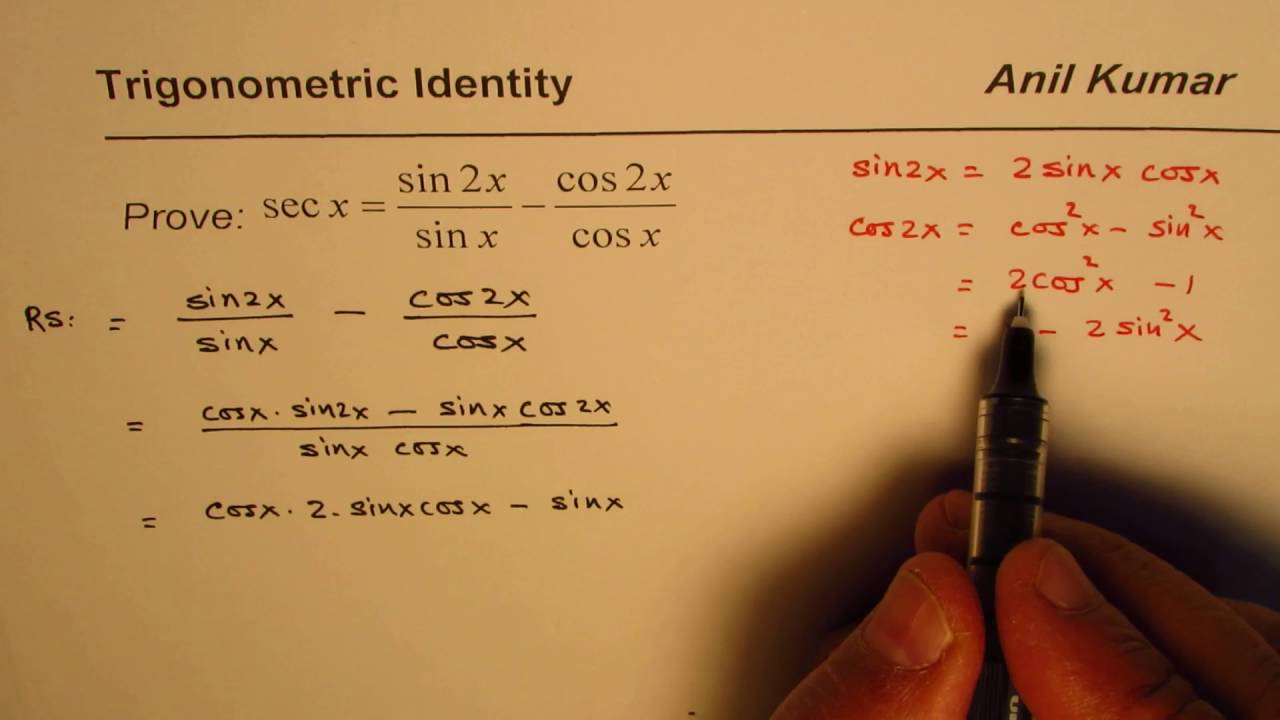 Trigonometric Identity With Double Angle Formula Sin2x Cos 54 Off