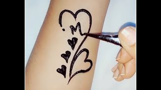 Alphabet M Letter & Love Henna Tattoo Mehndi Design\ EID MEHENDI DESIGN\মেহেদী ডিজাইন