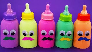 Learn 5 Colors Kinetic Sand in Baby Milk Bottle | Disney Car,Smoothie,Little Bus video
