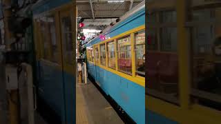 Hakone Tozan Railway Moha1 and Moha2 Arrive at Hakone Yumoto Station