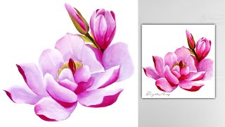Step by Step acrylic painting on Canvas for beginners Magnolia painting | Art ideas