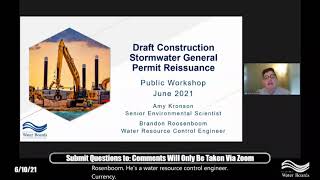 Public Workshop#2 Proposed Statewide Construction Stormwater General Permit Reissuance June 10, 2021