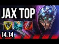 JAX vs GAREN (TOP) | 5k comeback, 6 solo kills, 14/3/4 | EUW Master | 14.14