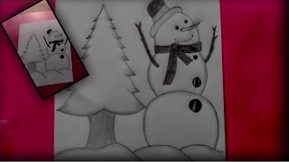 How to draw a snowman ☃️☃️☃️ | Easy drawing | tutorial for beginners | #maryamarts