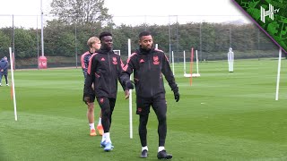 Saka and Jesus BROMANCE in Arsenal training ahead of PSV!