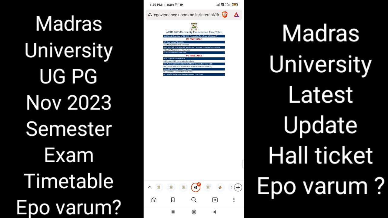 Madras University Nov 2023 Semester Exam Timetable Epo Varum ? - YouTube