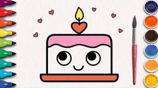 HOW TO DRAW A CUTE BIRTHDAY CAKE // draw cute cake drawing