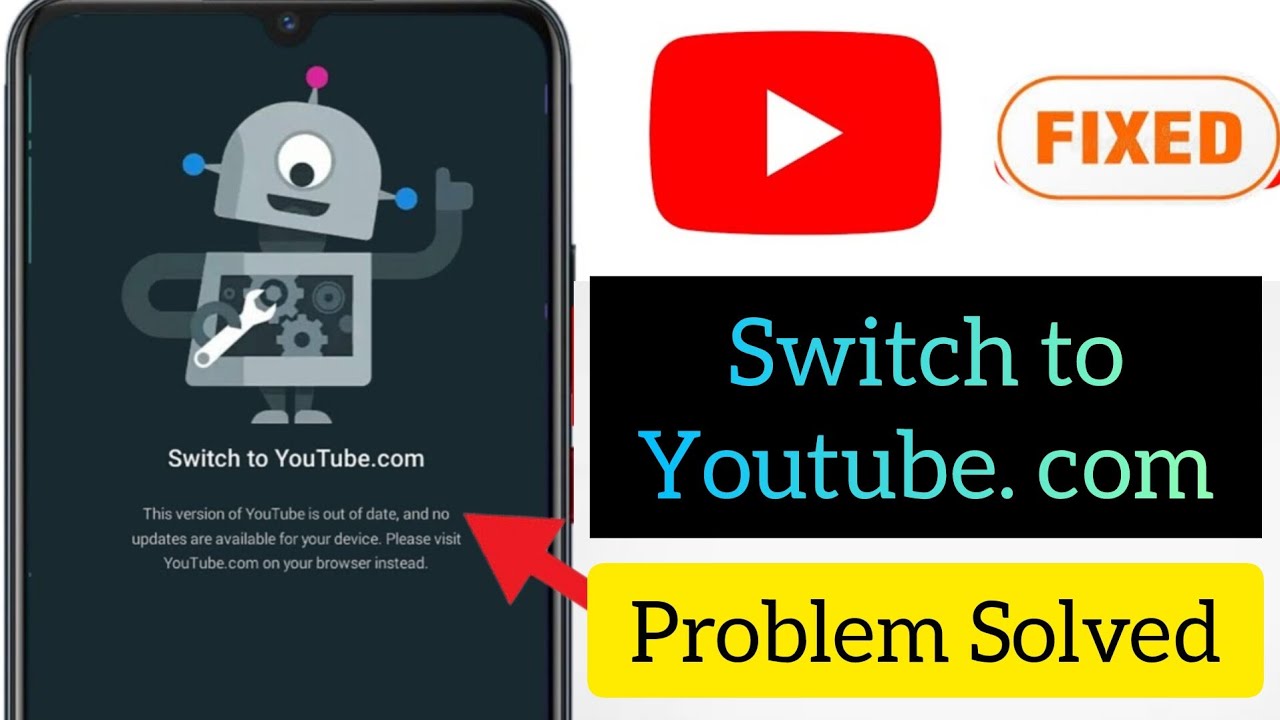 How To Fix Switch To Youtube Problem Youtube