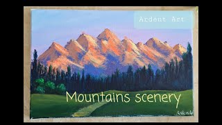 Sunset Mountains Scenery/ Acrylic painting tutorial for beginners| Ardent Art