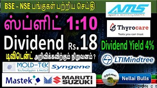 டிவிடென்ட் Rs.18, split 1:10  தரும்  பங்குகள்பற்றிய செய்தி,  DIVIDEND yield 4%, APOLLO MIC,THYROCARE