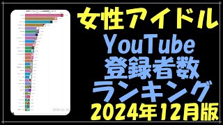 【2024年12月更新】-女性アイドル- YouTubeチャンネル登録者数ランキング