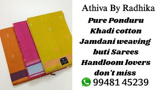 Pure Ponduru Khadi cotton Jamdani weaving buti sarees Handloom lovers don't miss #ponduru #khadi