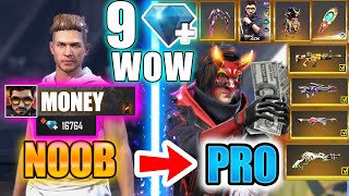 Free Fire new account to *PRO* 9 diamonds only - look how it became😱🔥