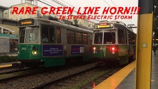 SUPER FRIENDLY MBTA GREEN LINE DRIVER HORN SHOW IN SEVERE THUNDERSTORM