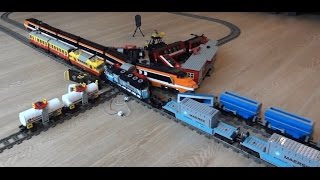 Enormous 6 Lego city train crash with Horizon Express, Maersk, 7755, 7740, 7745, 3677