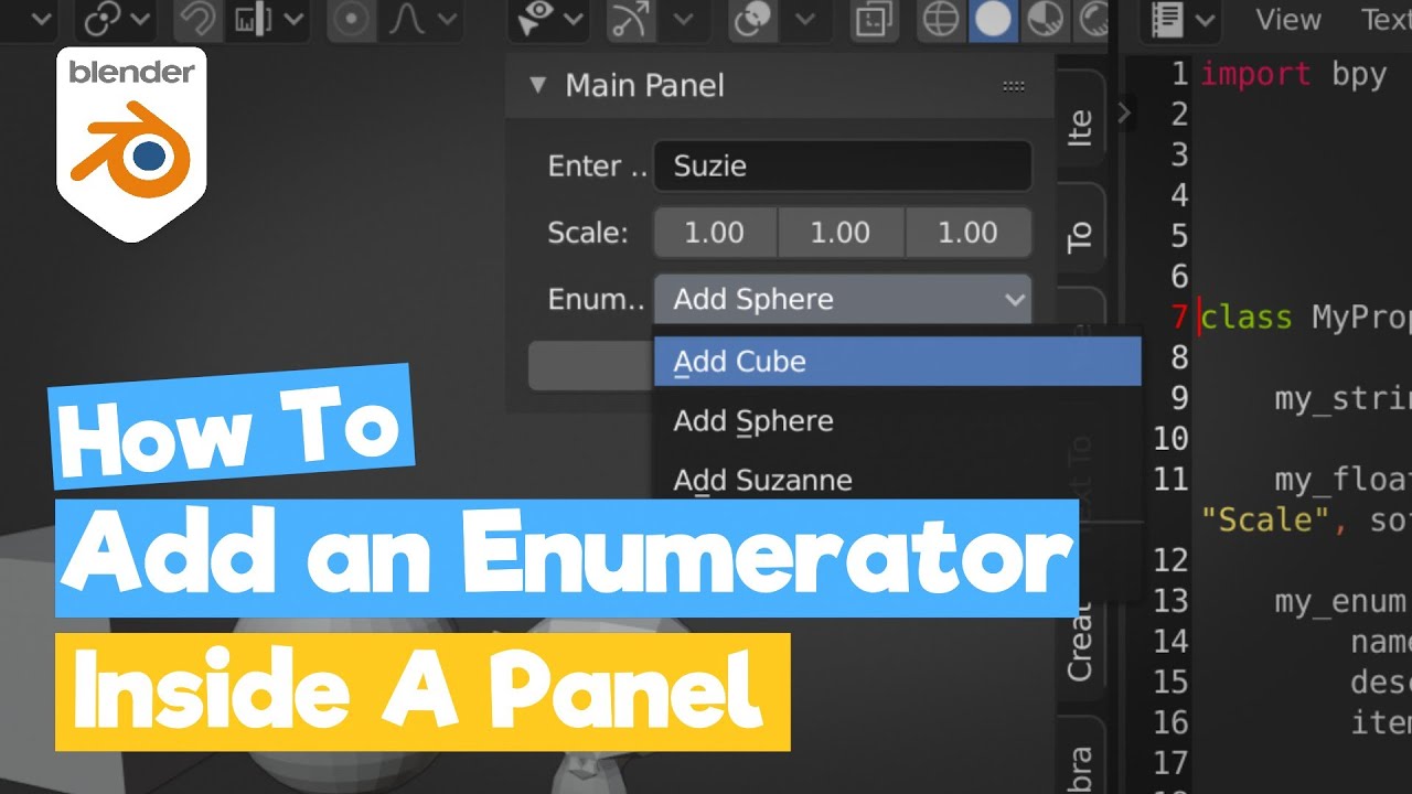 Blender Python Tutorial : Create Property Group & Enumerator (Panel ...