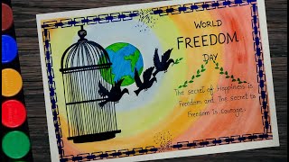 How to draw World Freedom Day poster drawing l World Freedom Day drawing step by step