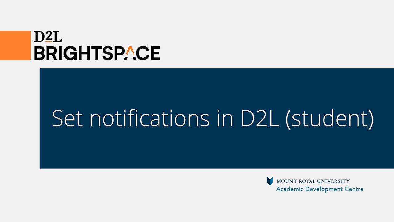 Set Notifications In D2l Student Youtube