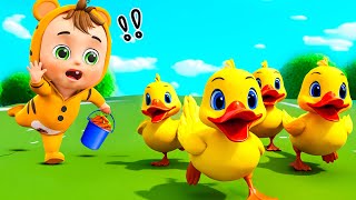 Five Little Ducks + 5 Little Ducks Running Animal Farm Song |Compilation Nursery Rhymes & Kids Songs