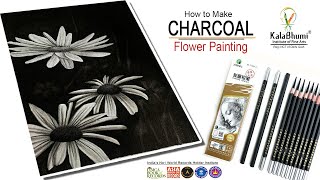 How to draw flowers | drawing with charcoal pencils. step by step for beginners. Kalabhumi Arts.