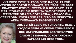 Свекровь уговаривала  невестку не разводиться. Еще бы, ведь невестка ежемемячно помогала ей деньгами