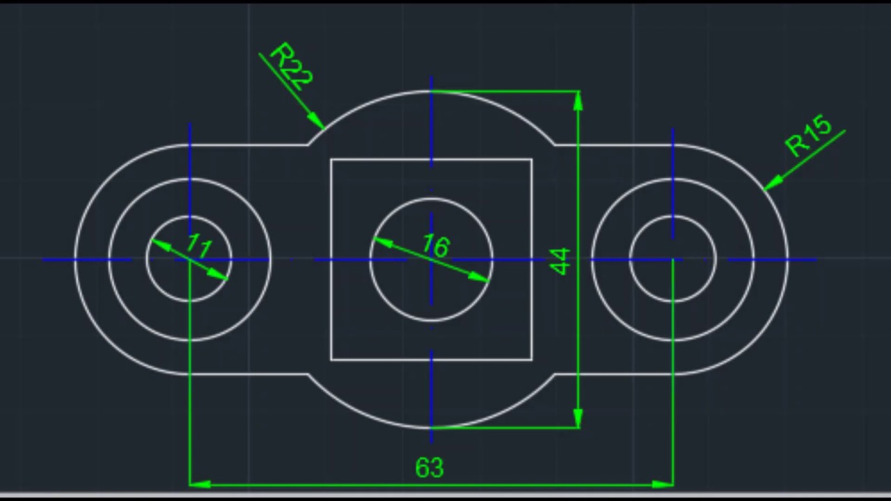 Autocad 2d Practice Drawing Exercise 1 Youtube