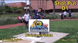 2019 TF - CIF-ss Finals (D1) - Shot Put (Boys)