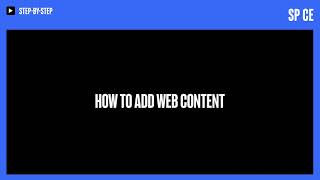 Tutorial: CMS - Add web content