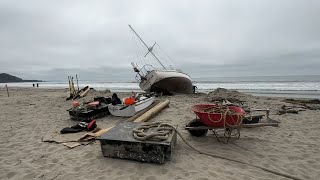 Boat stranded near Stinson Beach demolished by officials after owner fails to remove it from shore