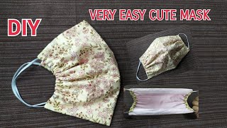 DIY Very Easy Cute Mask/สอนทำหน้ากากอนามัยแบบง่ายๆเย็บด้วยมือ/Face Mask No Sewing Machine