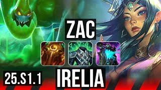 ZAC vs IRELIA (TOP) | 500+ games | NA Master | 25.S1.1