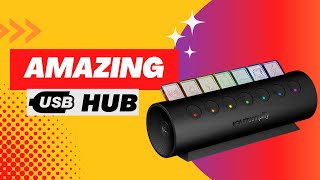 Customizable 7-Port RGB USB Hub - Streamplify HUB CTRL 7 - with Power, LED, RGB and Swappable Icons