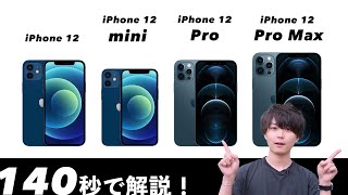 【140秒でわかる】iPhone 12 / mini / Proシリーズ4機種の新機能・違いを秒速で解説！