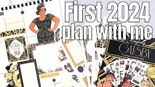 My First 2024 Plan With Me | Rongrong Gatsby Themed Spread | Classic Vertical Happy Planner