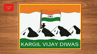 Kargil Vijay Diwas Drawing Easy || Kargil Vijay Diwas poster drawing  || Independence Day drawing