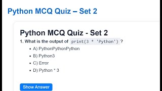 Python MCQ Quiz - Set 2 - Test your Knowledge