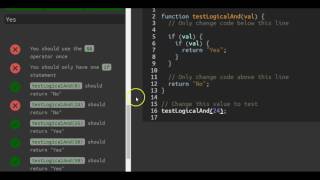 Comparison with the Logical And Operator, freeCodeCamp Basic Javascript